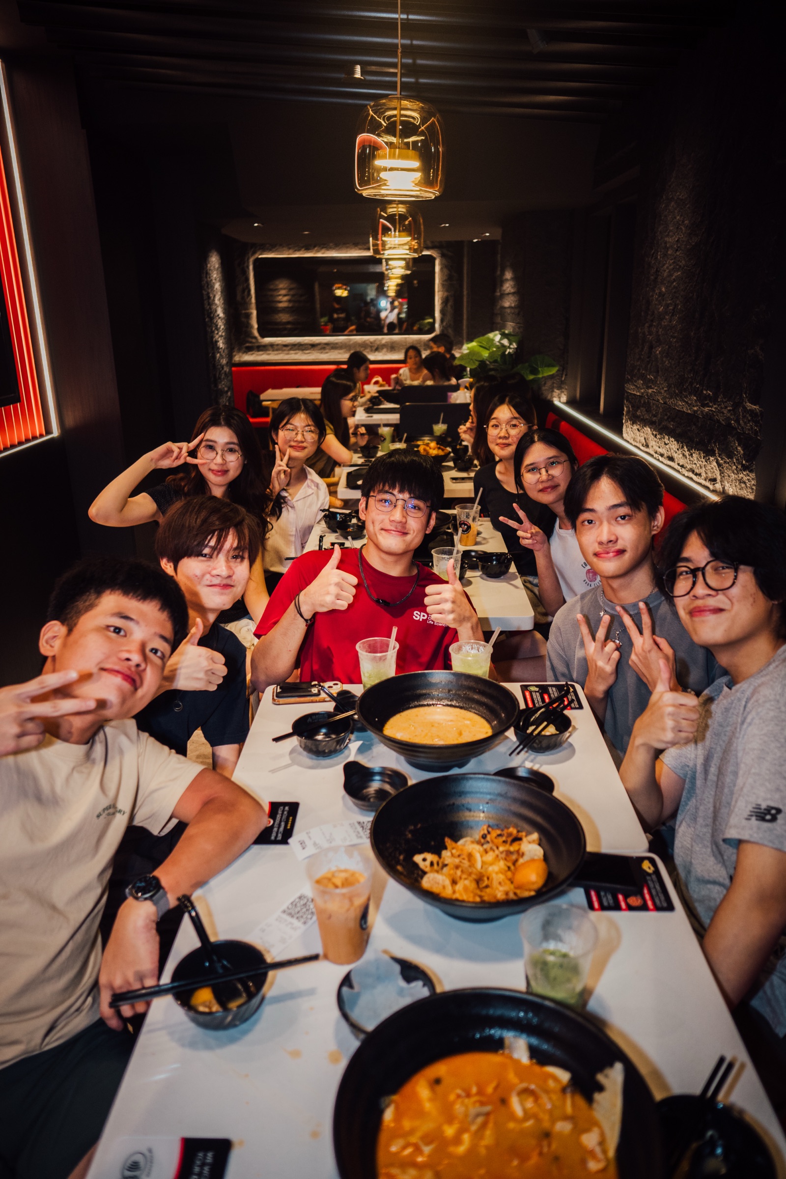 A big group dining at A Hot Hideout